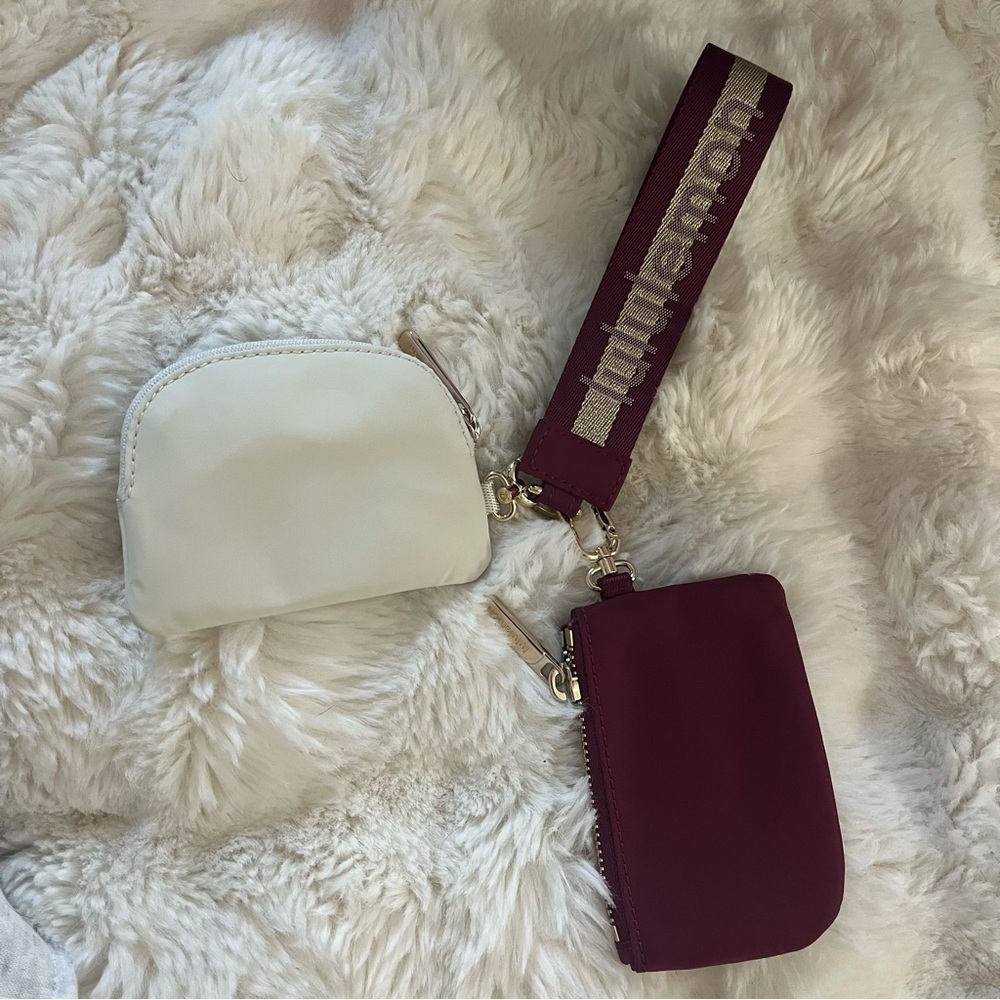 Lululemon Dual Pouch Wristlet Maroon White - Picture 2 of 5